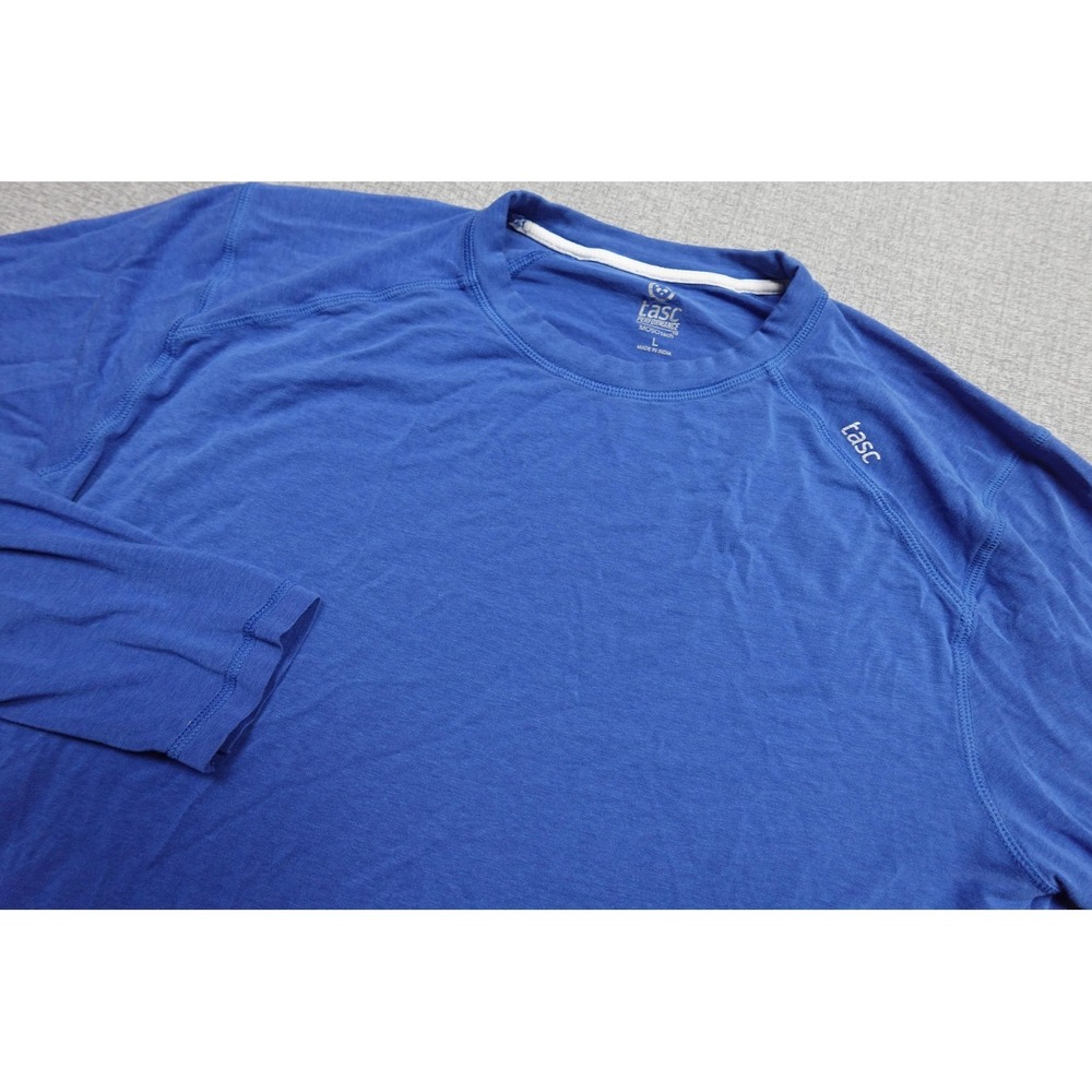 Tasc Performance Shirt Mens Large Blue Long Sleeve MOSOtech Bamboo Athletic Tee